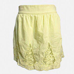 LBK Lemon Yellow 100%‎ Cotton Light Crochet Skirt